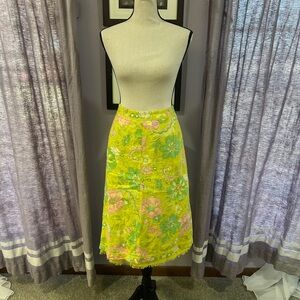 Vintage Sigrid Olsen Linen Floral Midi Skirt